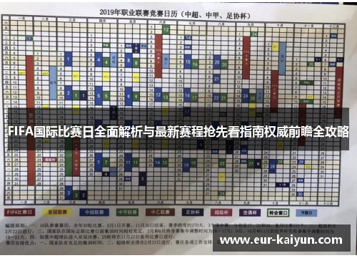 FIFA国际比赛日全面解析与最新赛程抢先看指南权威前瞻全攻略 FIFA国际比赛日全面解析与最新赛程抢先看指南权威前瞻全攻略