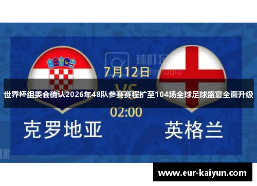 世界杯组委会确认2026年48队参赛赛程扩至104场全球足球盛宴全面升级